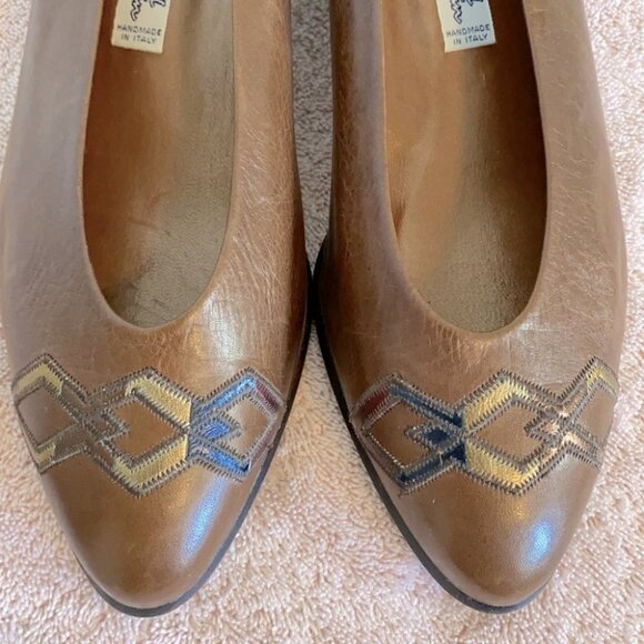 Arnold Churgin Brown Leather Slip On With Chunky Heel 40 - Picture 2 of 11